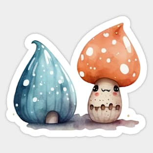 Cute Cartoon Mushroom Five Design Sticker